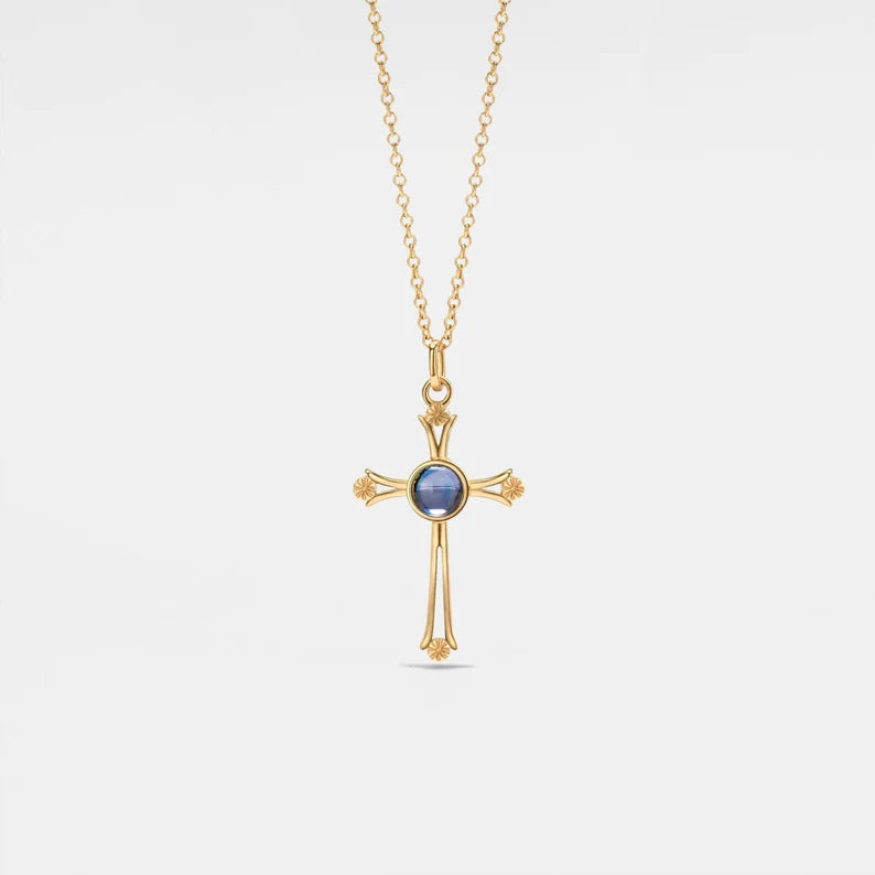 PERIMADE Custom Photo Projection Necklace • Personalized Picture Cross Charm Pendant • Sterling Silver Friendship Jewelry • Best Friend Gift