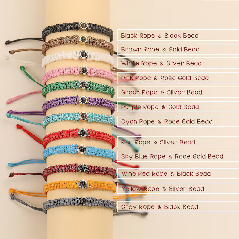 Photo Projection Bracelet Personalize Projection Photo Bead Bracelet Handmade Minimalism Picture Projection Charm Bracelets Gift for Her Him