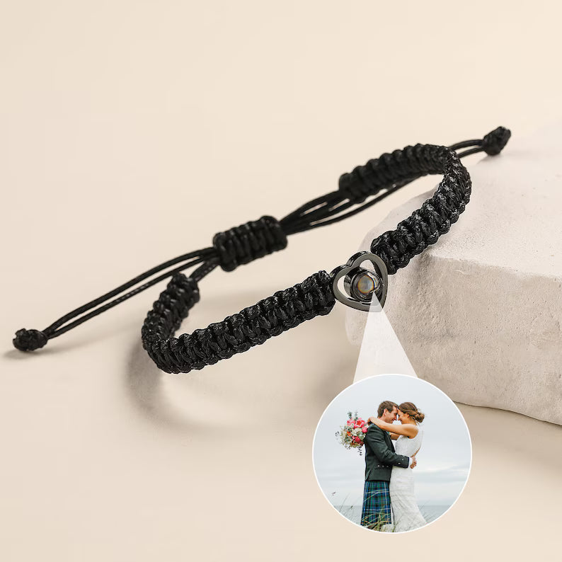 Personalized Photo Projection Bracelet Projection Picture Heart Bracelet Minimalism Projection Photo Bracelet Anniversary Gift for Her Him