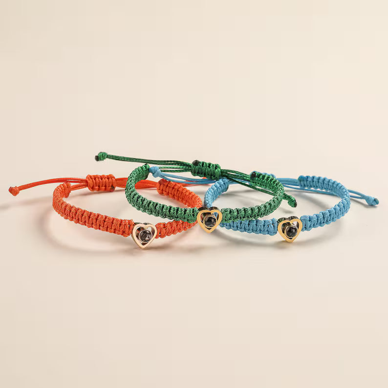 Personalized Photo Projection Bracelet Projection Picture Heart Bracelet Minimalism Projection Photo Bracelet Anniversary Gift for Her Him