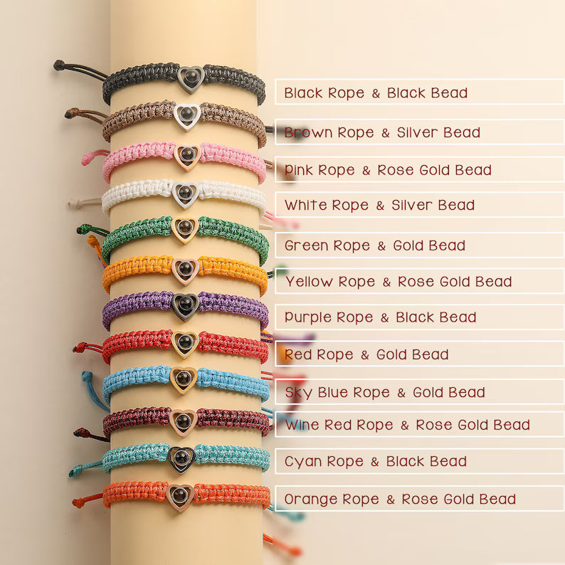 Personalized Photo Projection Bracelet Projection Picture Heart Bracelet Minimalism Projection Photo Bracelet Anniversary Gift for Her Him