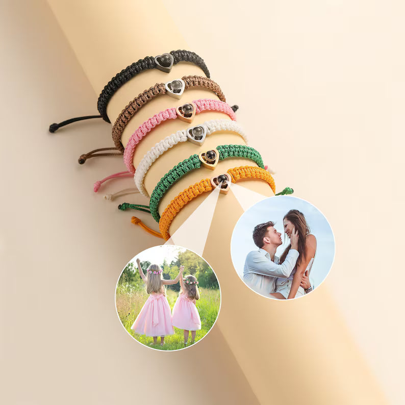 Personalized Photo Projection Bracelet Projection Picture Heart Bracelet Minimalism Projection Photo Bracelet Anniversary Gift for Her Him