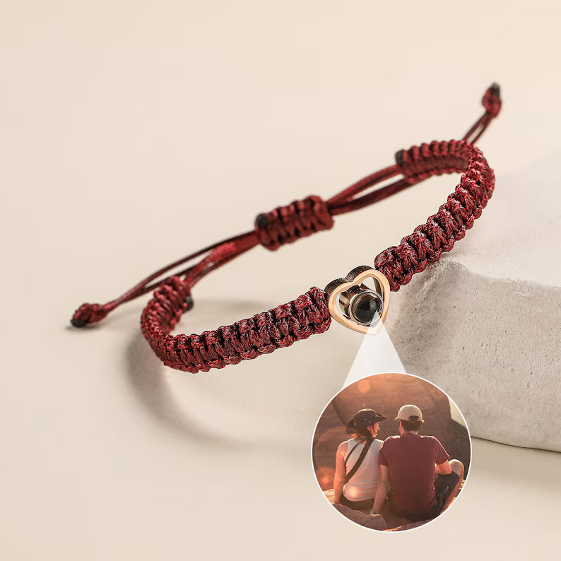 Personalized Photo Projection Bracelet Projection Picture Heart Bracelet Minimalism Projection Photo Bracelet Anniversary Gift for Her Him