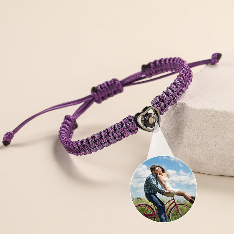 Personalized Photo Projection Bracelet Projection Picture Heart Bracelet Minimalism Projection Photo Bracelet Anniversary Gift for Her Him