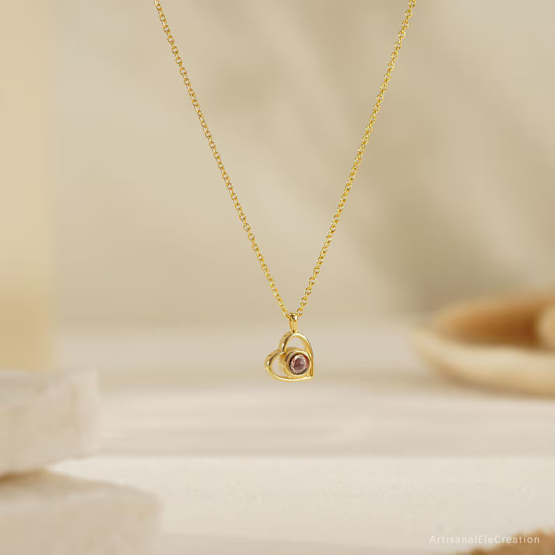 Custom Photo Projection Necklace, Heart Projection Necklace,Memorial Photo Necklace, Personalised Jewelry, Mother's Day Gift, Birthday Gift
