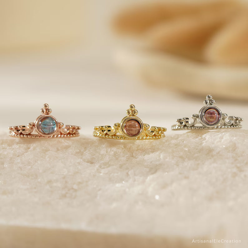 Crown Projection Photo Ring, Personalized Couples Ring, Custom Memorial Picture Ring, Adjustable Ring, Anniversary Gift, Best Friend Gift