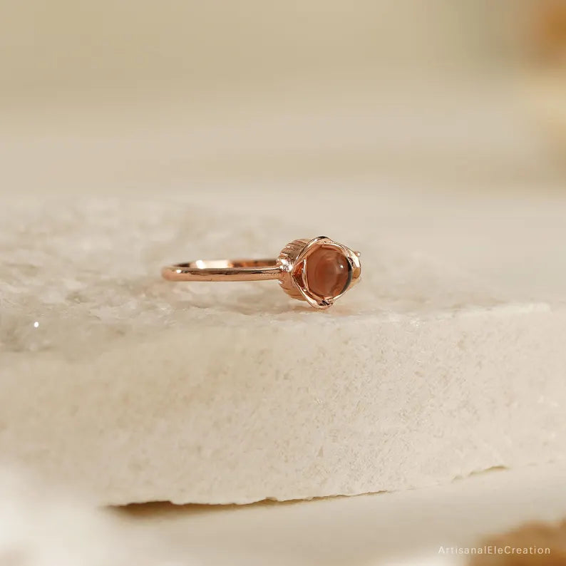 Projection Photo Ring, Personalized Picture Inside Ring, Rose Memorial Open Ring, Customized Picture Projection Ring,Birthday Gift for Women