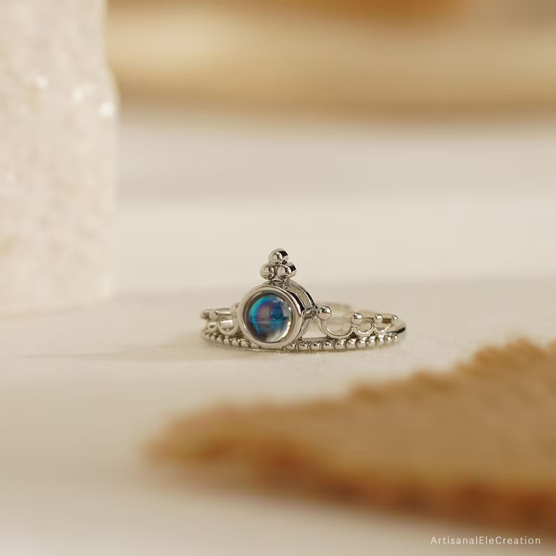 Crown Projection Photo Ring, Personalized Couples Ring, Custom Memorial Picture Ring, Adjustable Ring, Anniversary Gift, Best Friend Gift