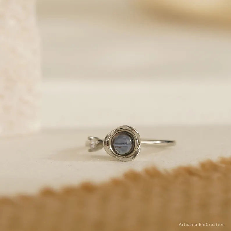 Projection Photo Ring, Personalized Picture Inside Ring, Rose Memorial Open Ring, Customized Picture Projection Ring,Birthday Gift for Women