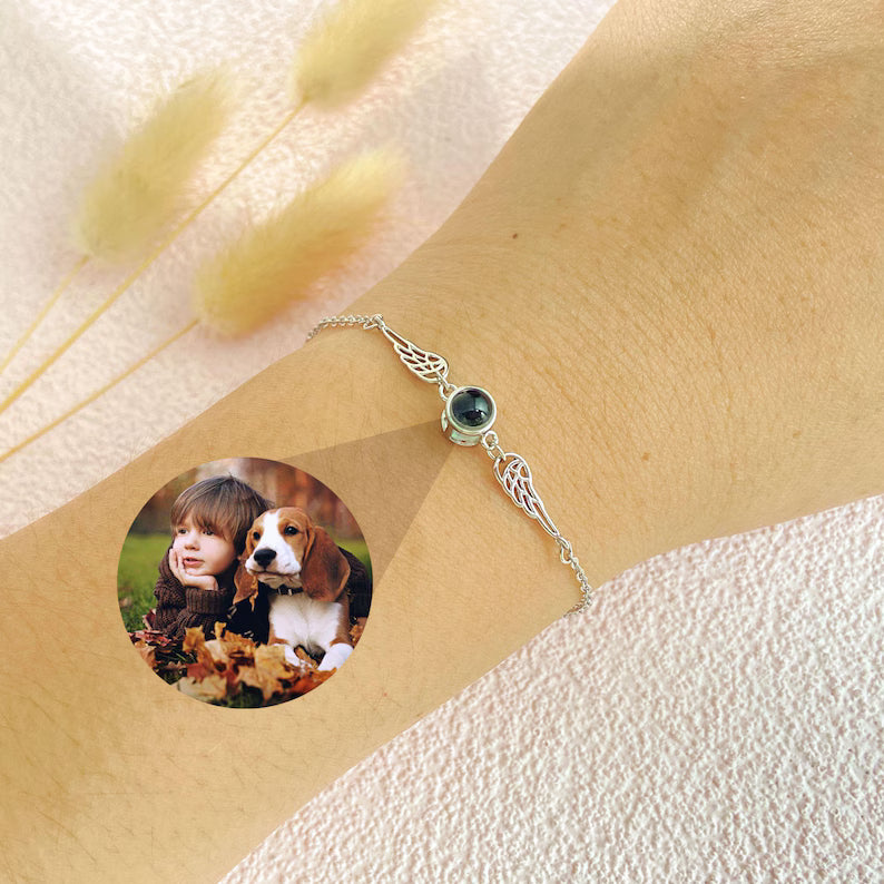 Angel Wing Projection Bracelet, Photo Memorial Bracelet, Guardian Angel Bracelet, Birthday Gifts, Mother's Day Bracelet, Projection Jewelry