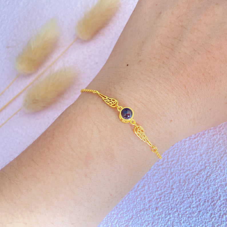 Angel Wing Projection Bracelet, Photo Memorial Bracelet, Guardian Angel Bracelet, Birthday Gifts, Mother's Day Bracelet, Projection Jewelry