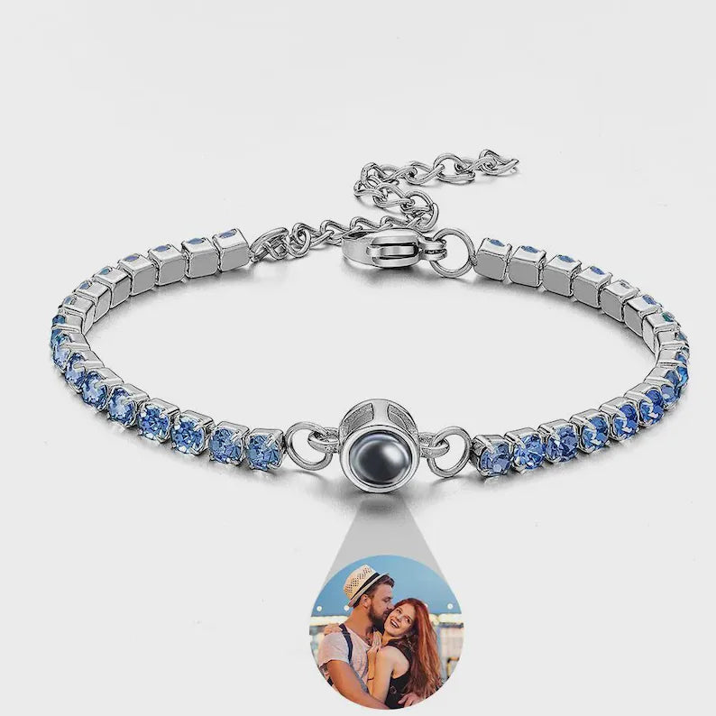 Custom Photo Projection Diamond Bracelet – Elegant Personalized Gift for Her