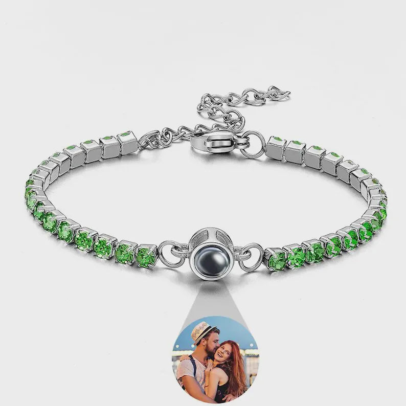 Custom Photo Projection Diamond Bracelet – Elegant Personalized Gift for Her