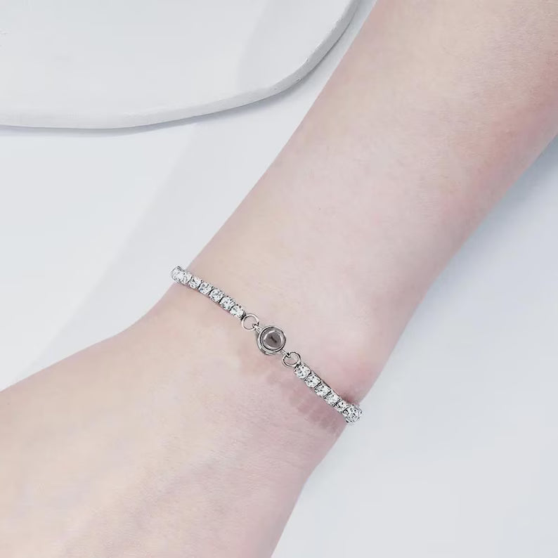 Custom Photo Projection Diamond Bracelet – Elegant Personalized Gift for Her