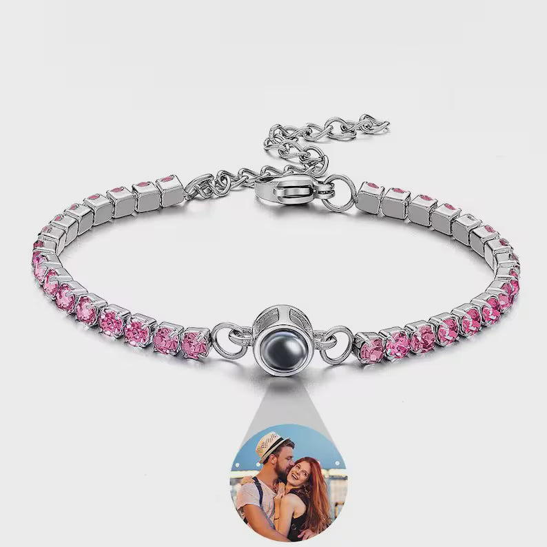 Custom Photo Projection Diamond Bracelet – Elegant Personalized Gift for Her