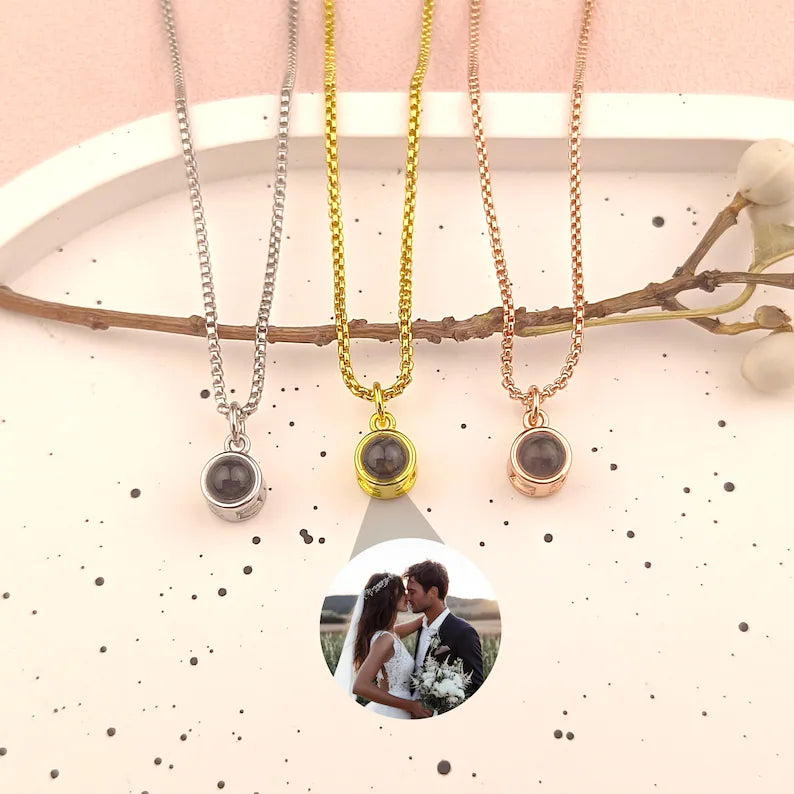 Personalized Photo Projection Necklace • Custom Picture Necklace • Gold Necklace • Gift for Her