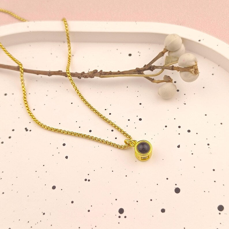 Personalized Photo Projection Necklace • Custom Picture Necklace • Gold Necklace • Gift for Her