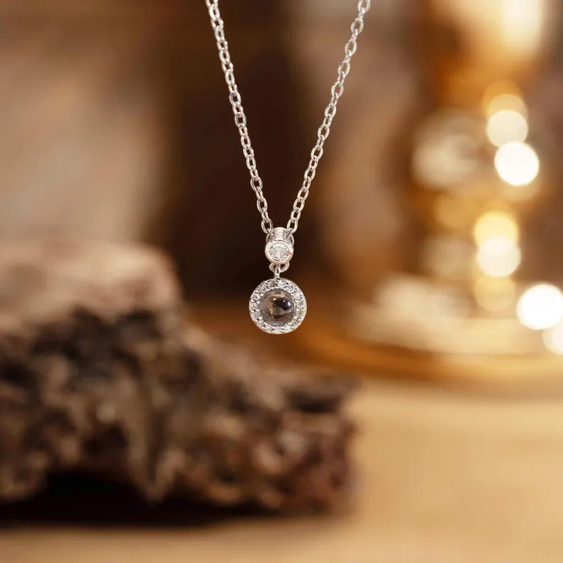 Projection Photo Necklace, Personalized Memorial Photo Necklace, Jewelry Gifts for Mum, Sympathy Gifts, Necklace for Women, Wedding Gifts