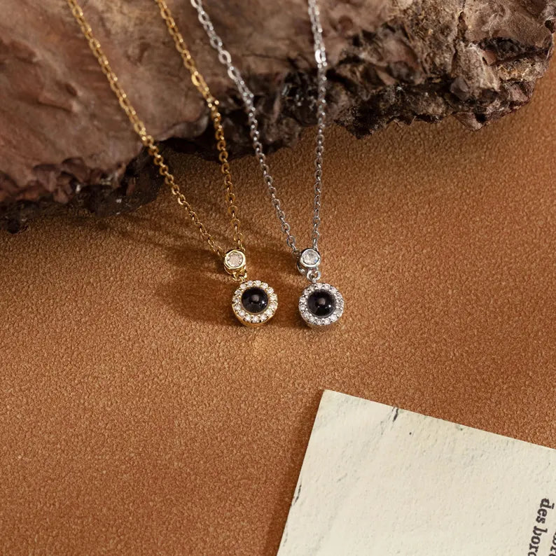 Projection Photo Necklace, Personalized Memorial Photo Necklace, Jewelry Gifts for Mum, Sympathy Gifts, Necklace for Women, Wedding Gifts