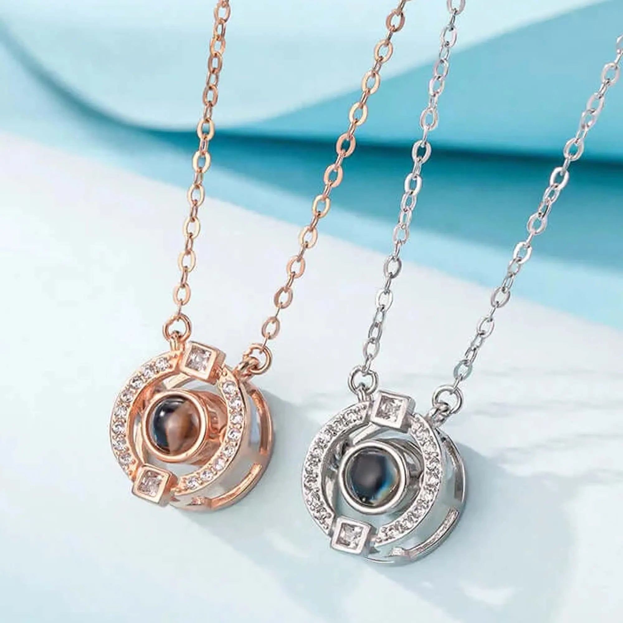 Custom Round Projection Image Necklace, Pendant Photo Necklace, Round Projection Necklace