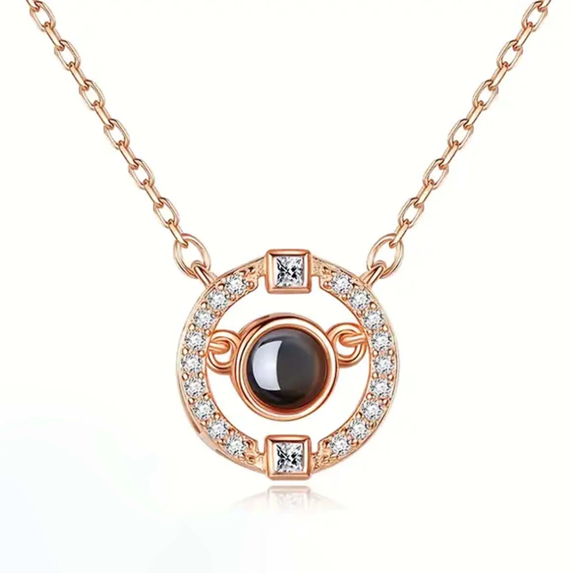 Custom Round Projection Image Necklace, Pendant Photo Necklace, Round Projection Necklace