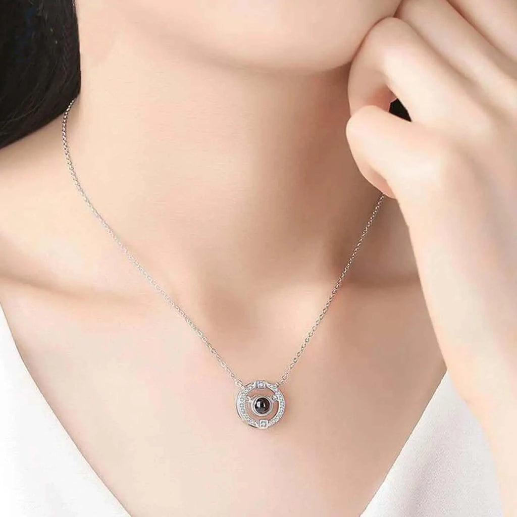 Custom Round Projection Image Necklace, Pendant Photo Necklace, Round Projection Necklace