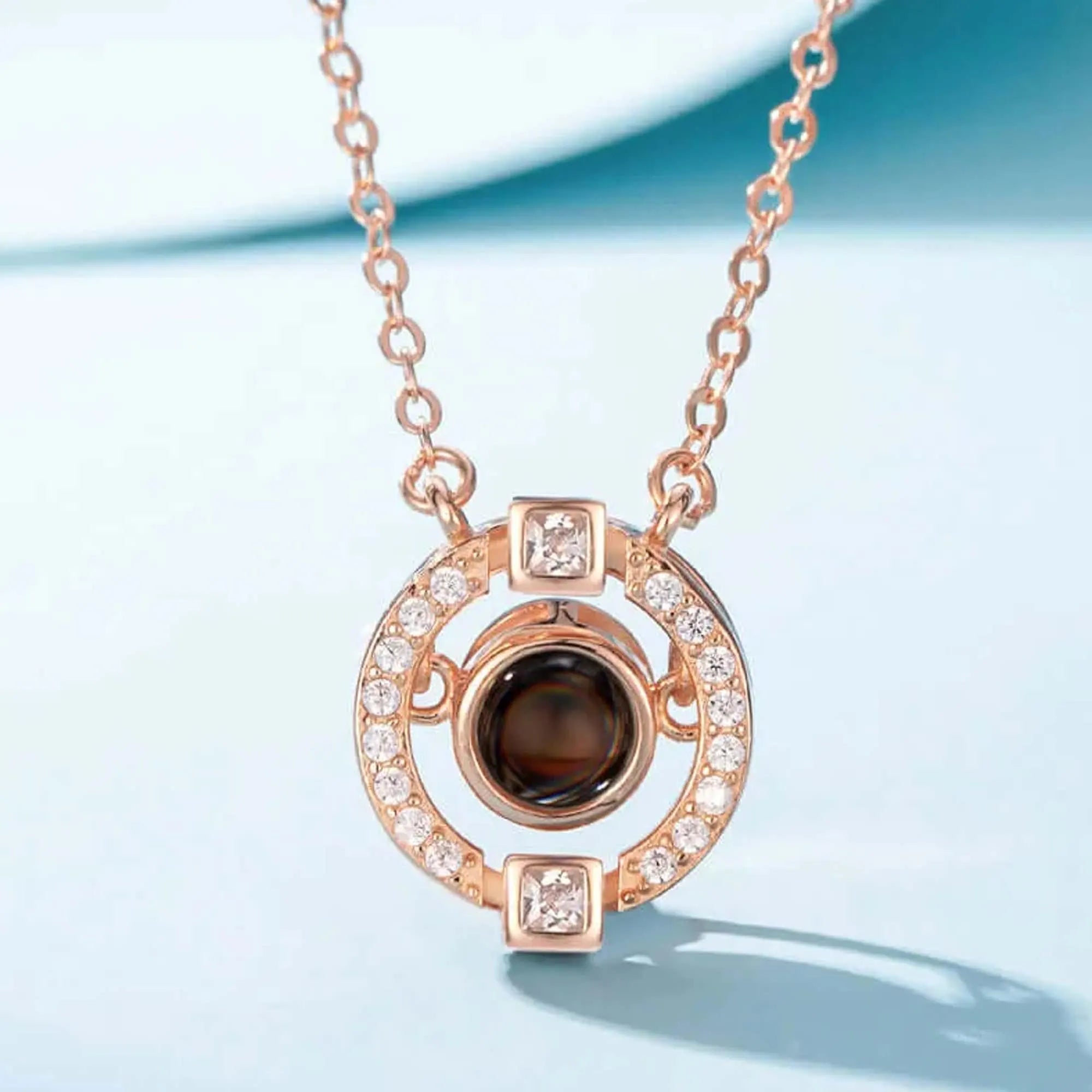 Custom Round Projection Image Necklace, Pendant Photo Necklace, Round Projection Necklace